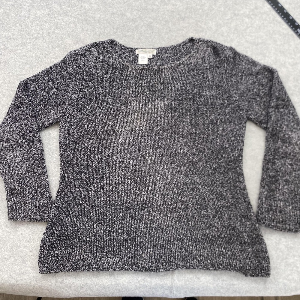 Coldwater Creek Sweater Womens Medium Gray Crew Neck Knit Pullover Rayon Soft